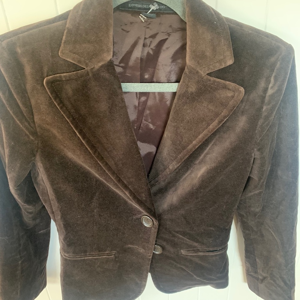 Express Chocolate Brown Velvet Blazer